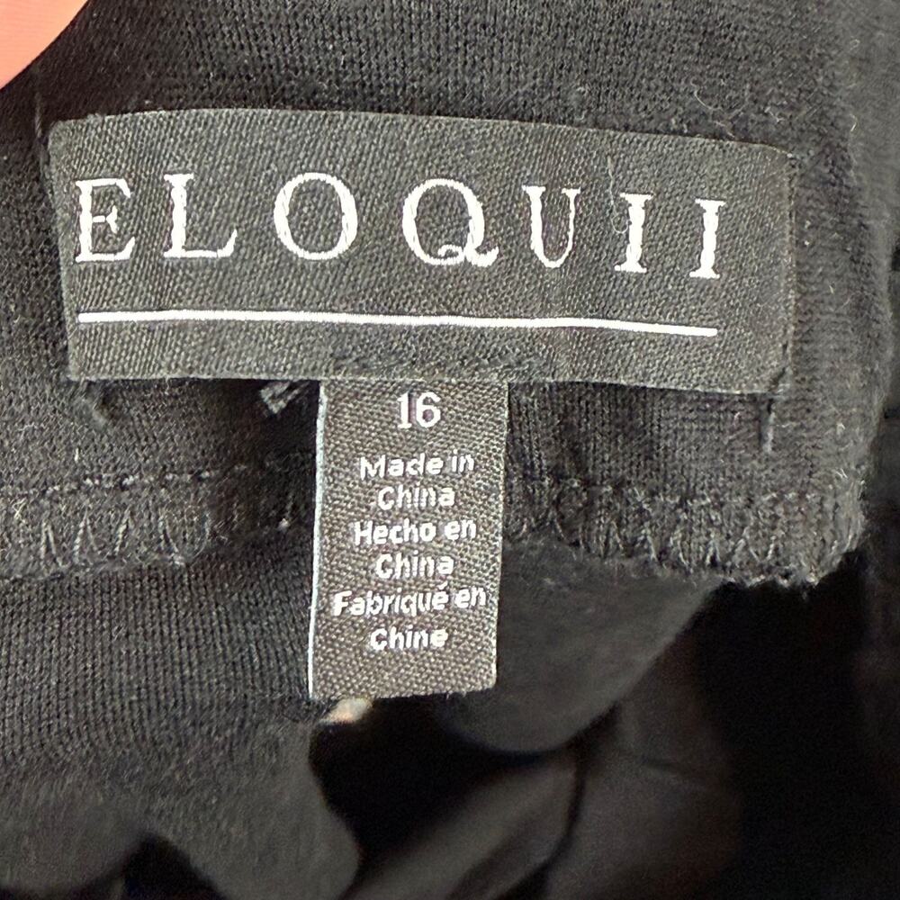 Eloquii Pants Women's 16 Black Stretch Slit Wide Leg Pull-On Trousers Classic - Picture 5 of 9